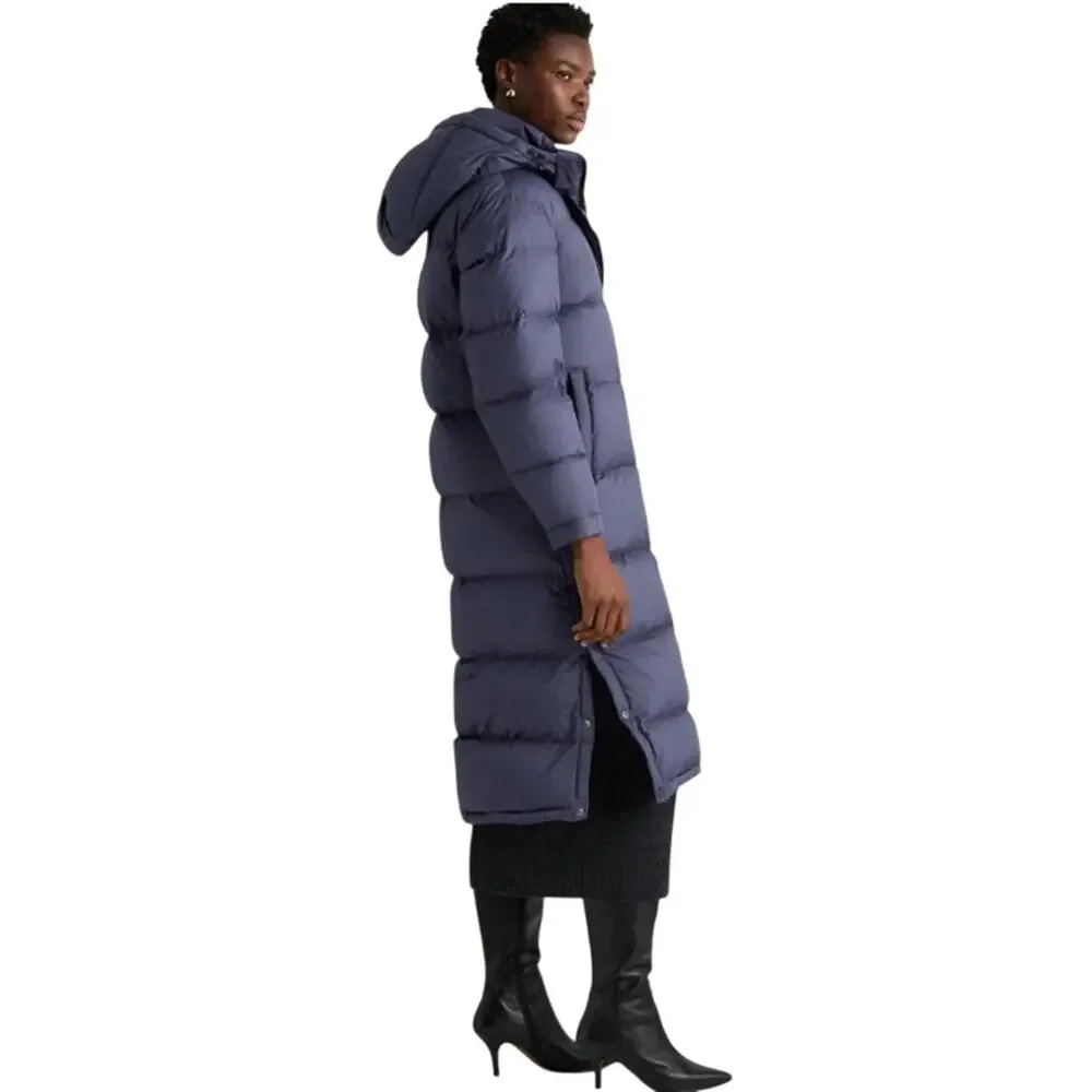 New Imperfect Quince Womens XS Responsible Down Long Puffer Coat Storm Blue $200